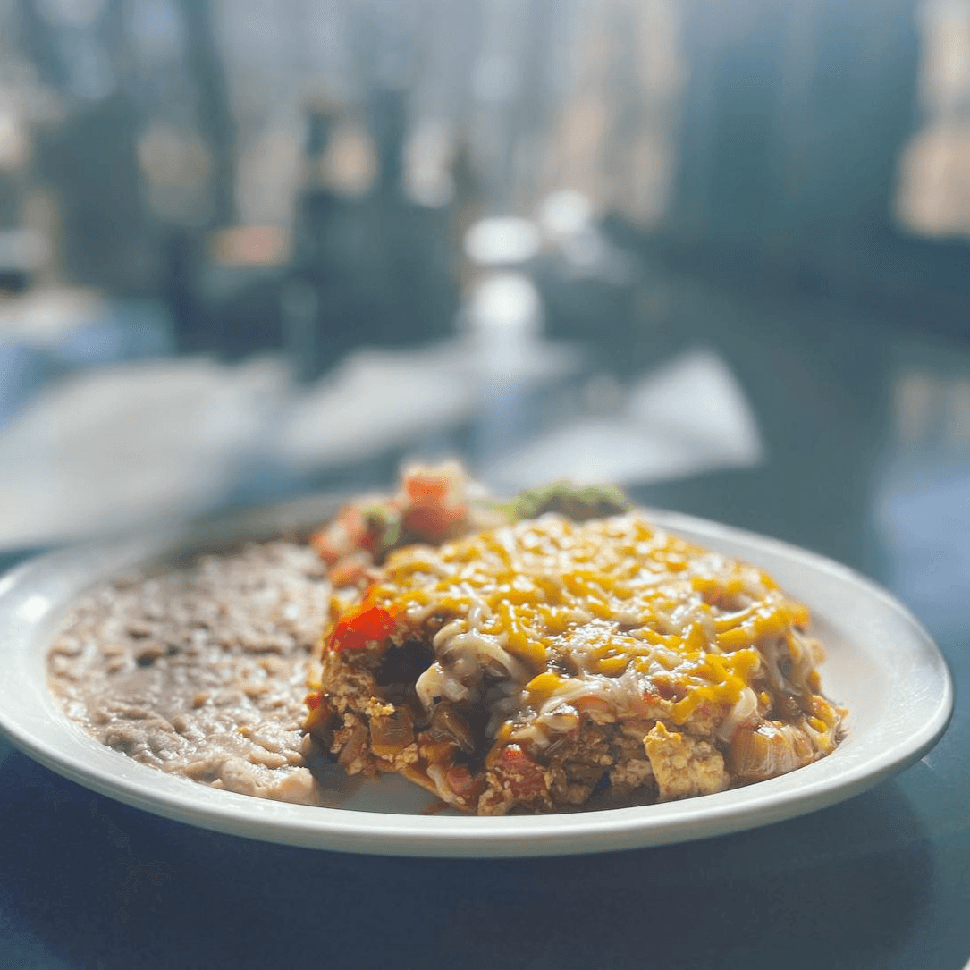 Vegan Chorizo “Huevos” Rancheros.