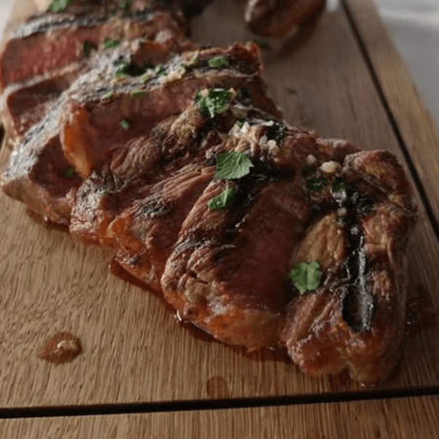 Black Angus New York Sirloin.