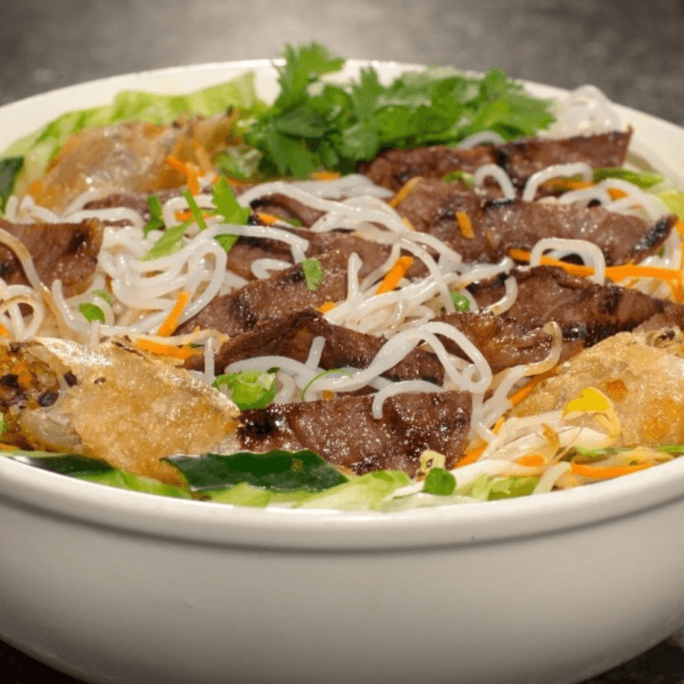 Grilled Beef with Egg Rolls (Bun Bo Nuong Cha Gio).