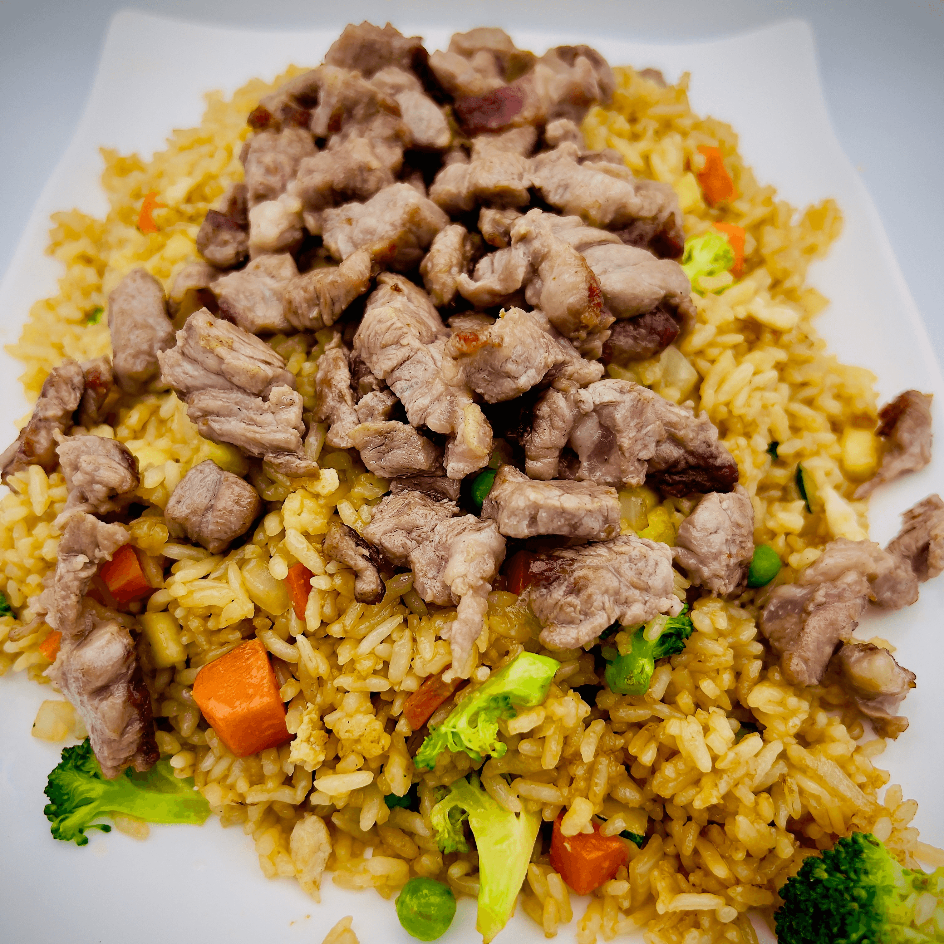 Steak fried rice.