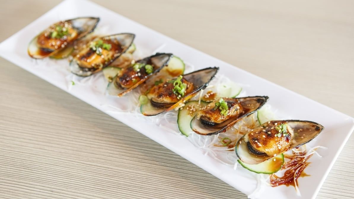 Baked Green Mussels.