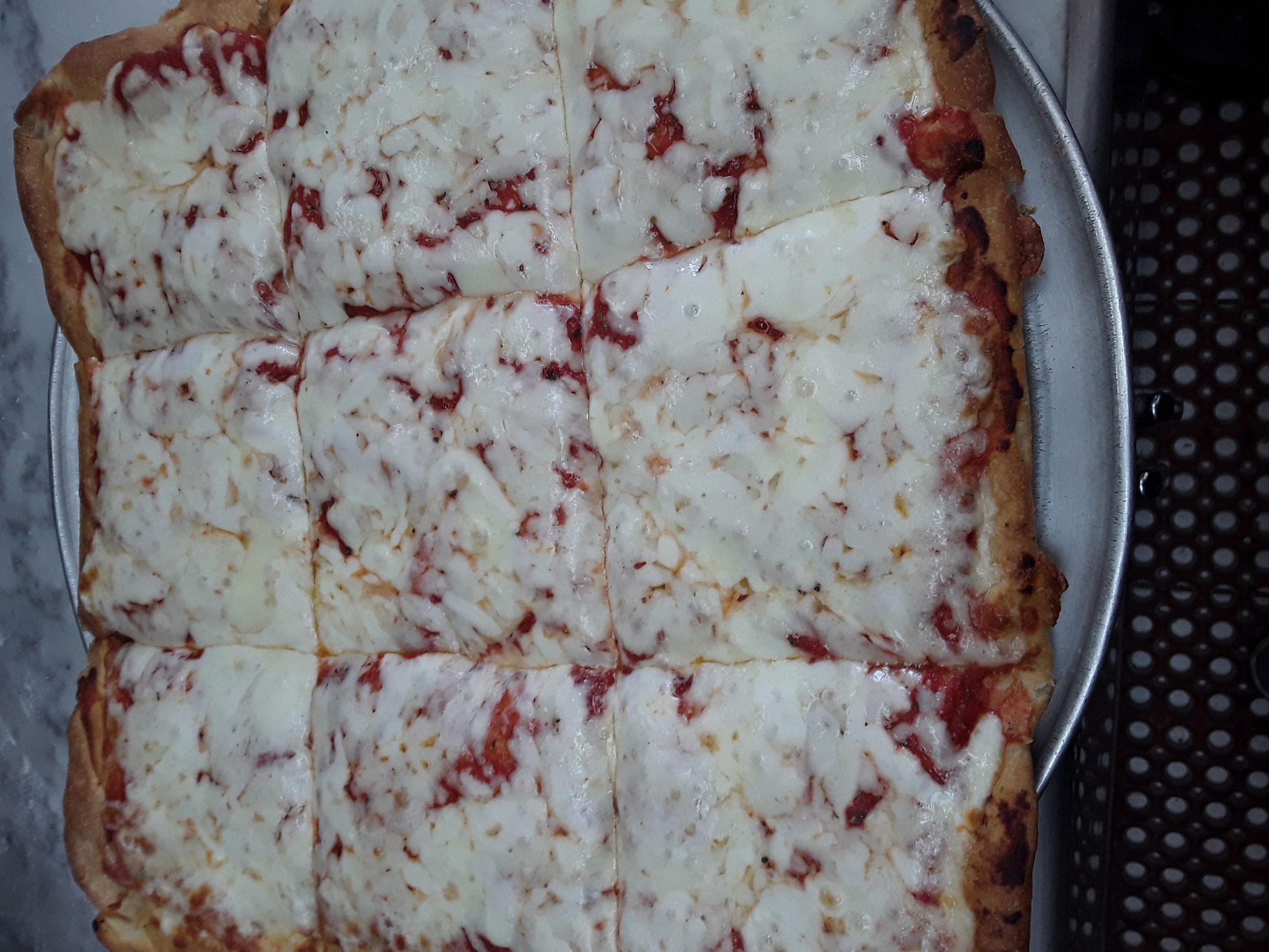 Cheese Sicilian Style Pizza.