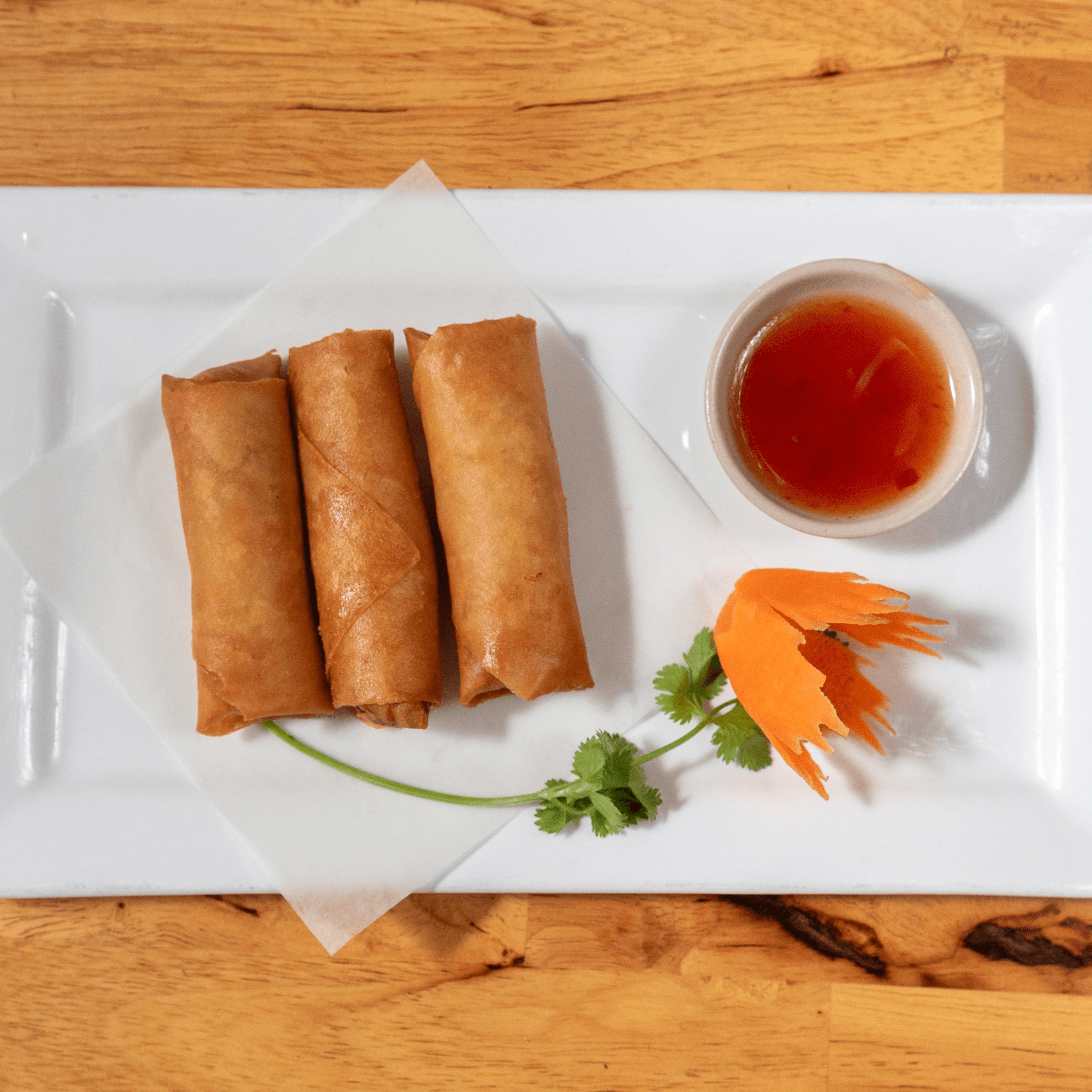 Crispy spring rolls.