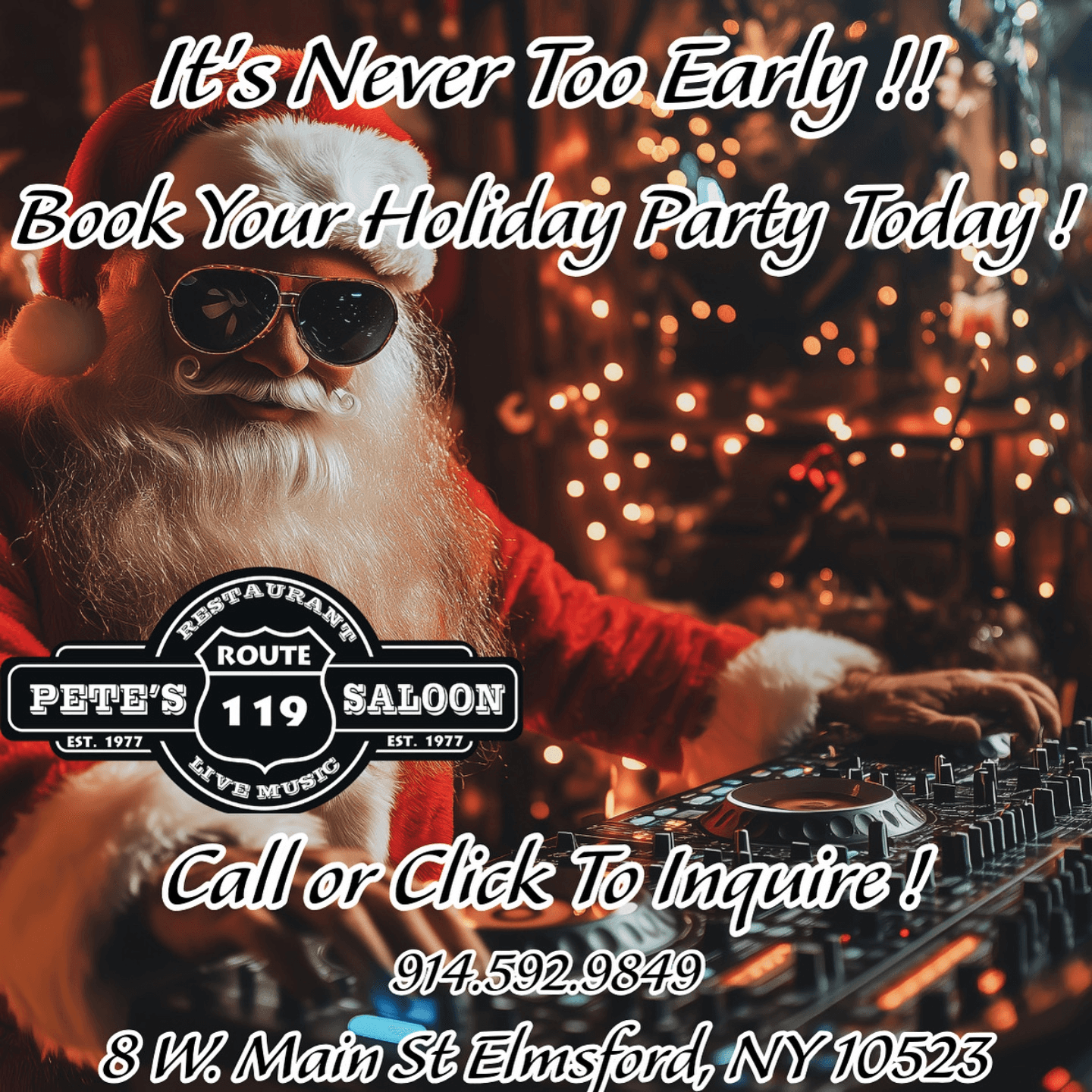 Book Your Holiday Party Today ! 