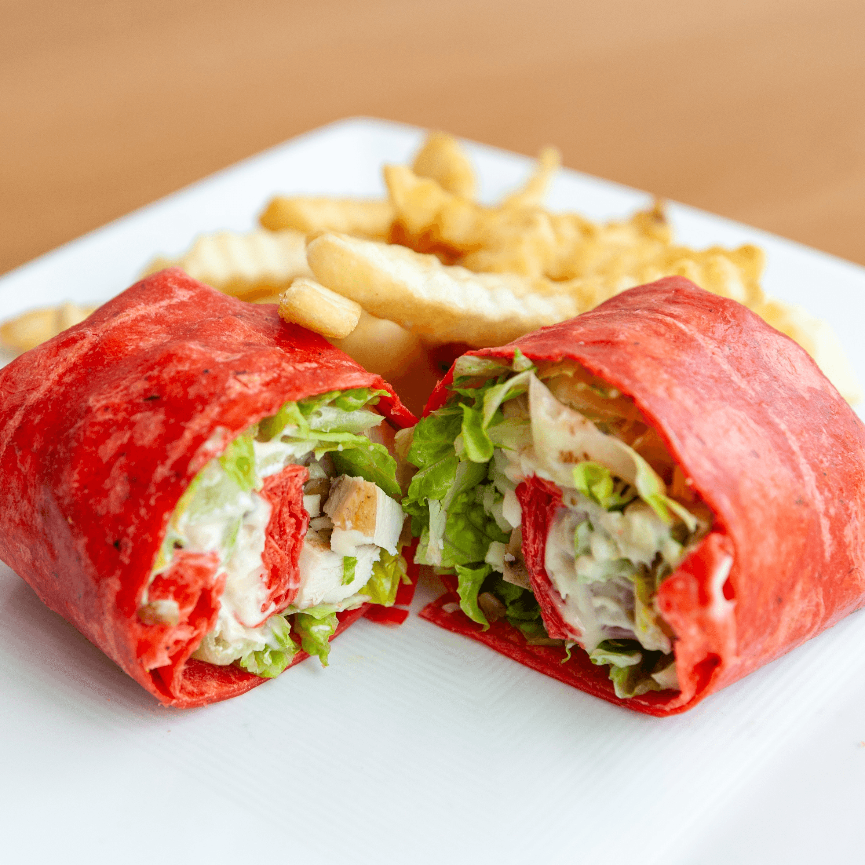 Grilled Chicken Cesar & Mozzarella Wrap.