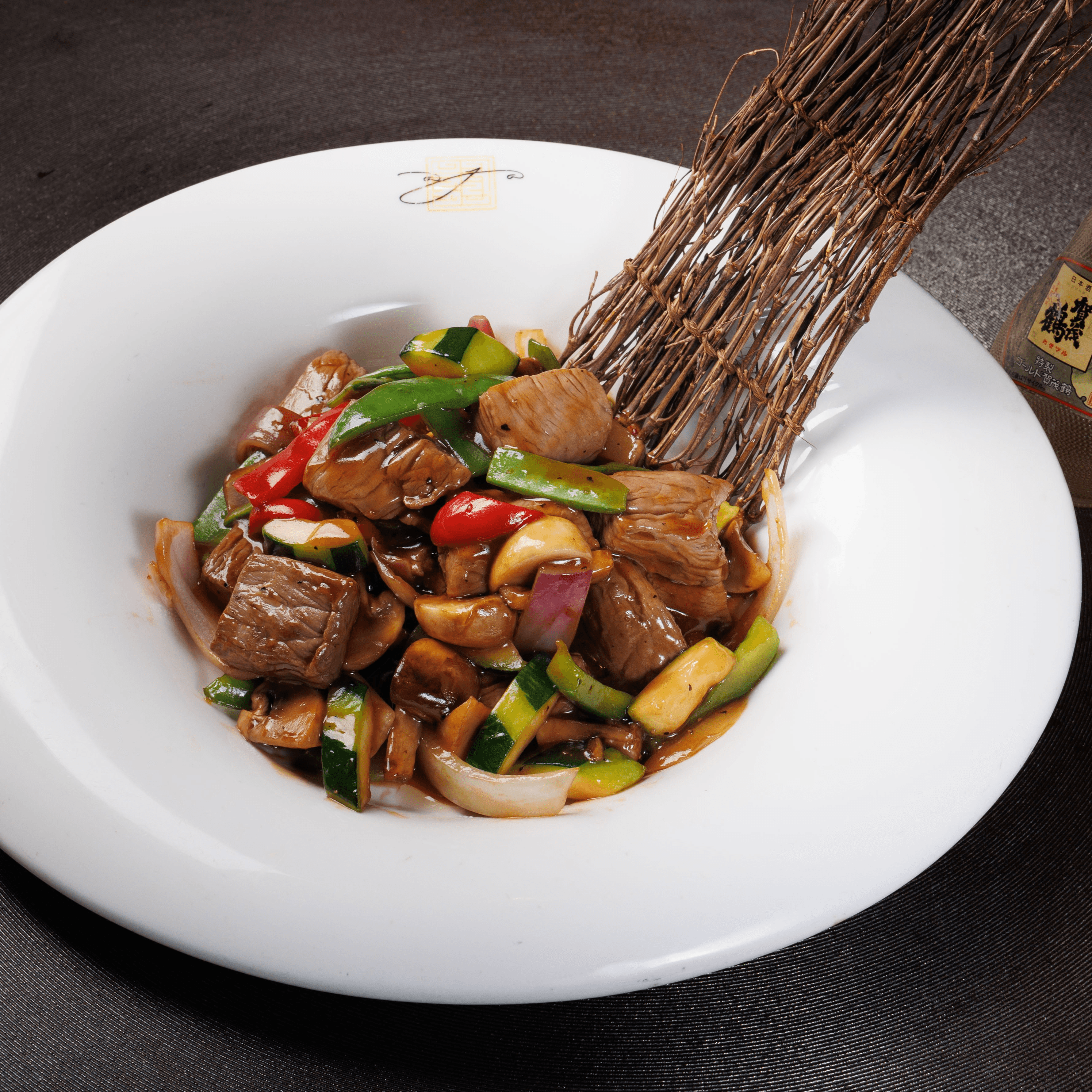 Black pepper filet mignon steak cubes.