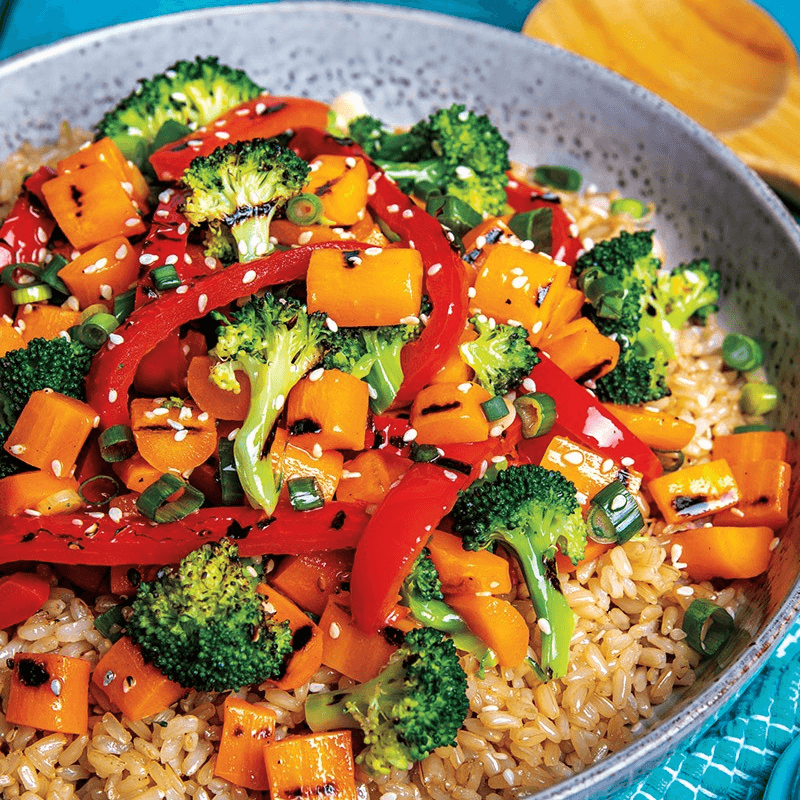 Grilled Mixed Vegetable And Brown Rice Bowl.