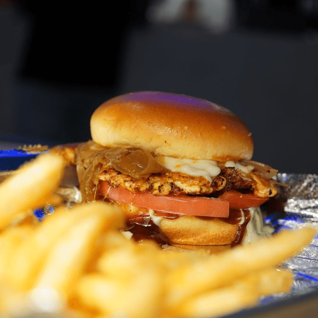 La Calle BBQ Smash Burger + Fries.