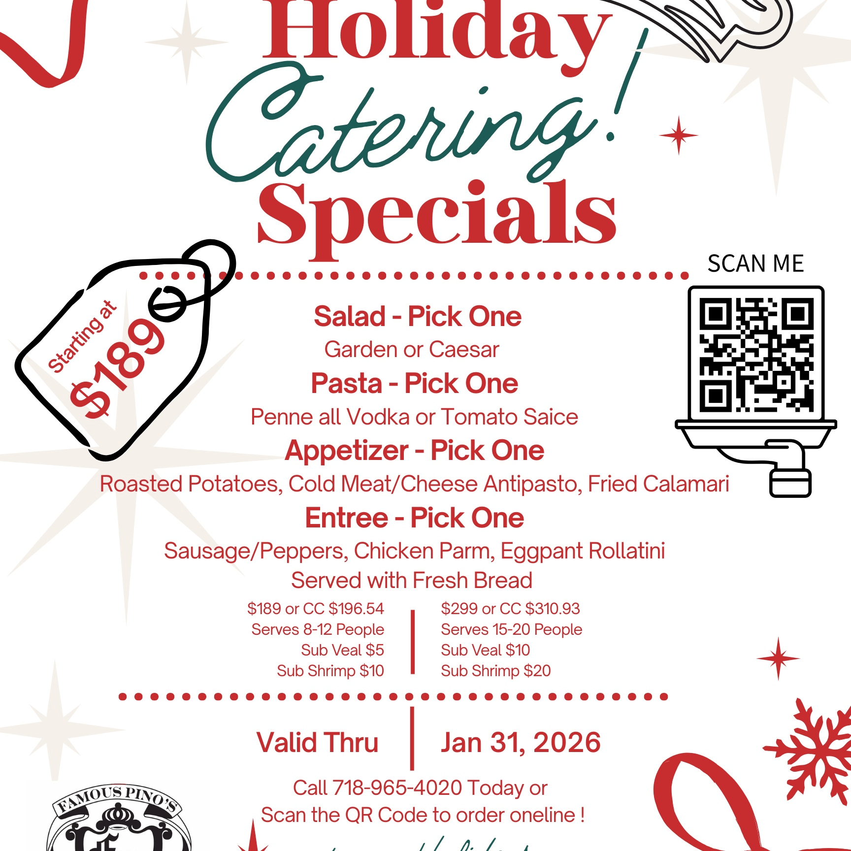 Holiday Catering Specials.