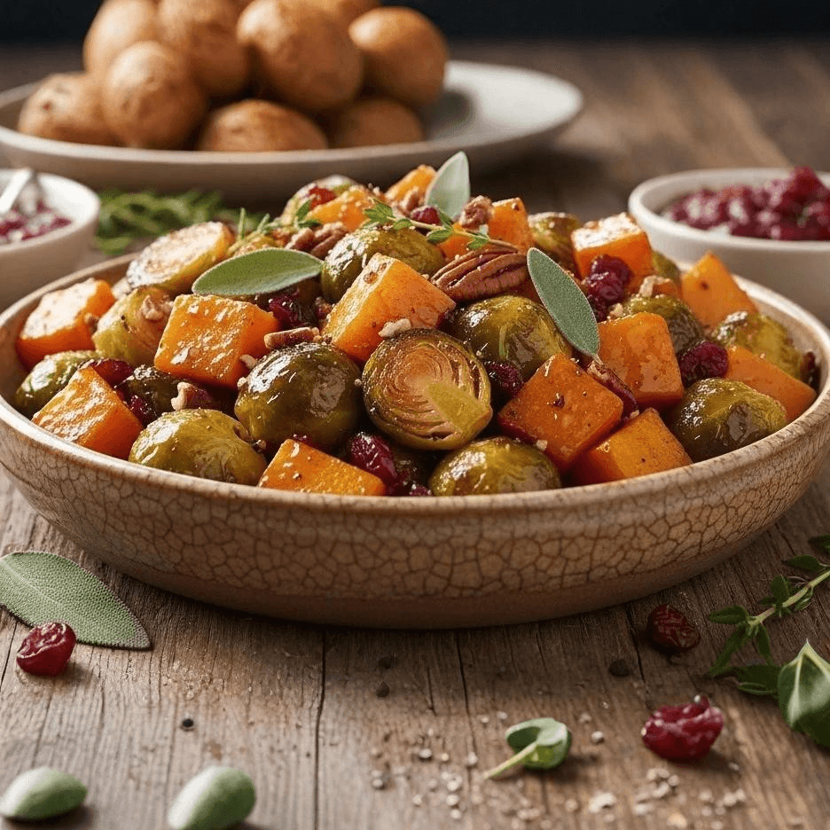 Maple Glazed Brussel Sprouts & Butternut Squash.