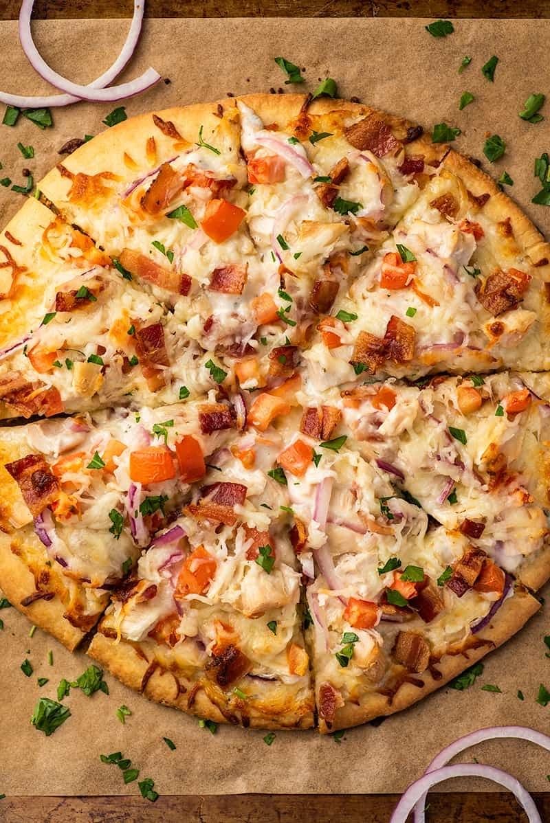 Chicken Bacon Ranch Pizza.
