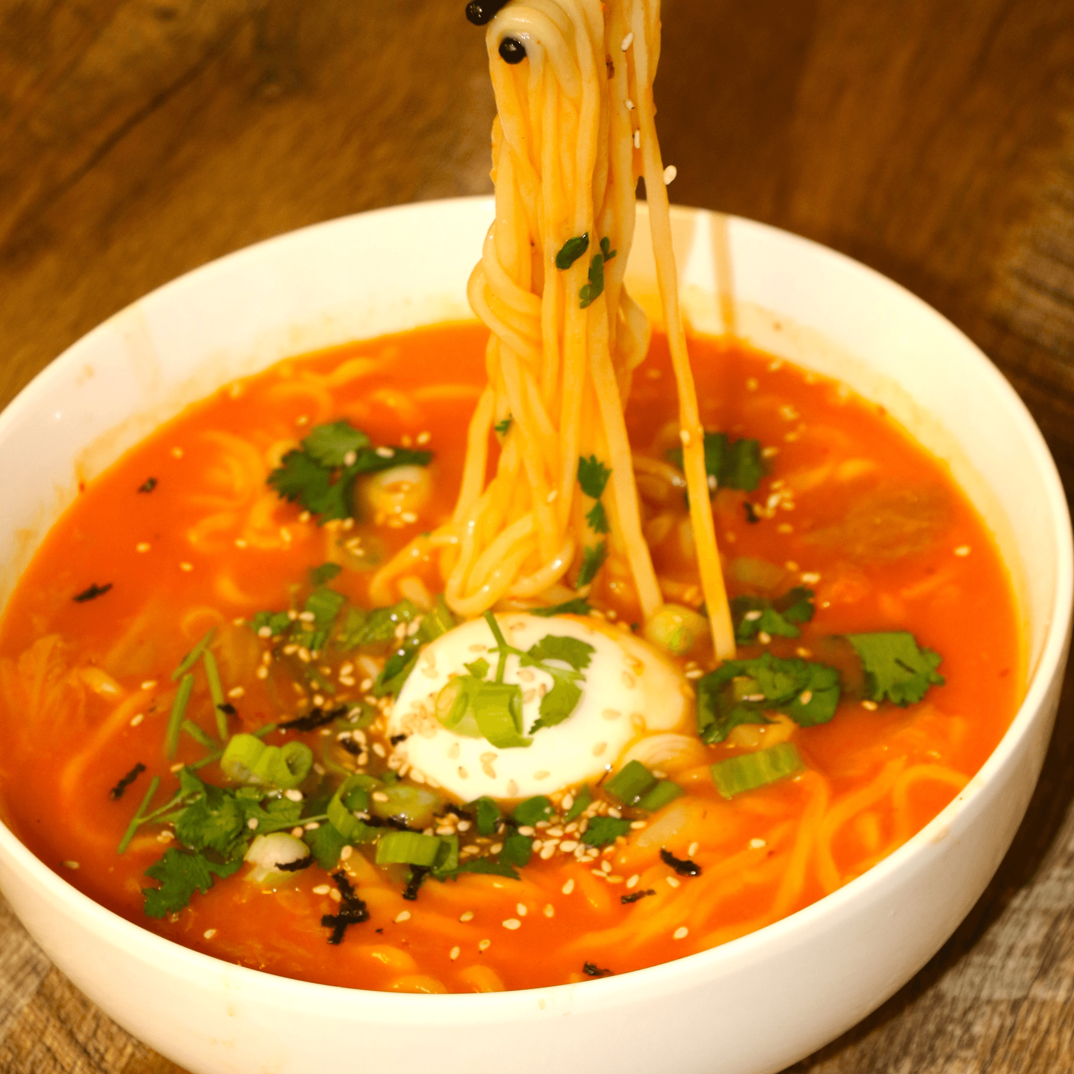 Kimchi noodle soup.