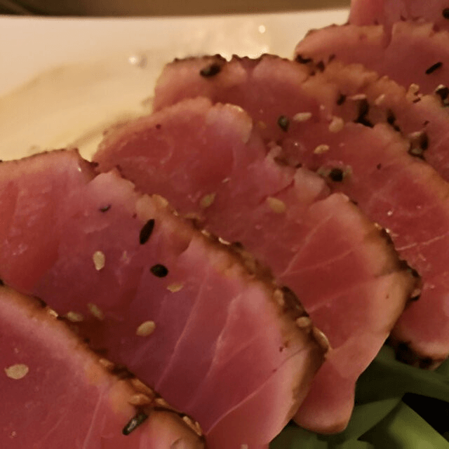 Seared Peppered Tuna Sashimi.