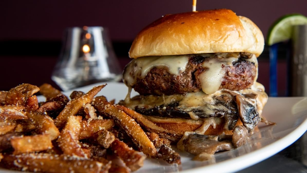 Mush N Bleu Burger*.