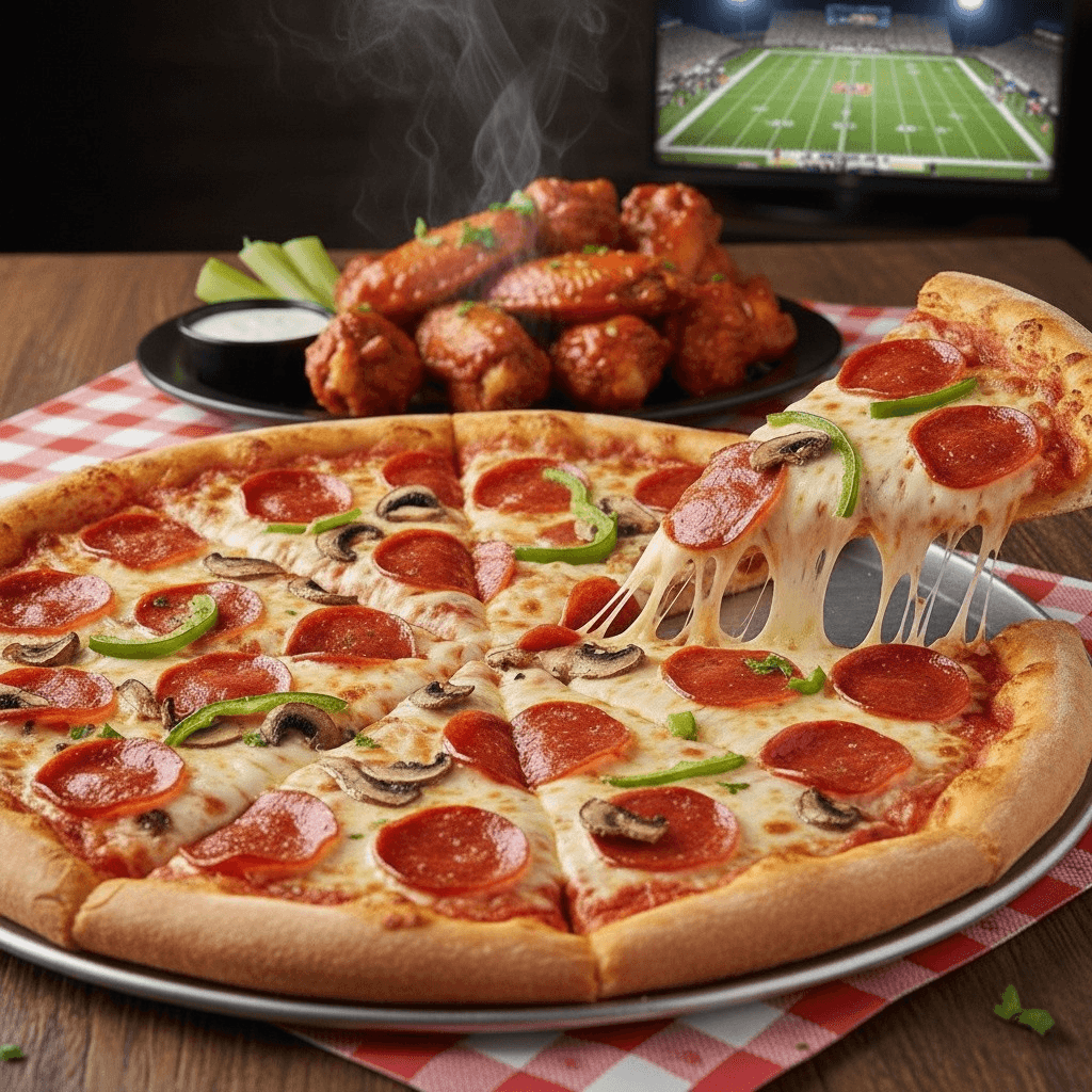 Large 3 Topping Pizza & 10 Wings.