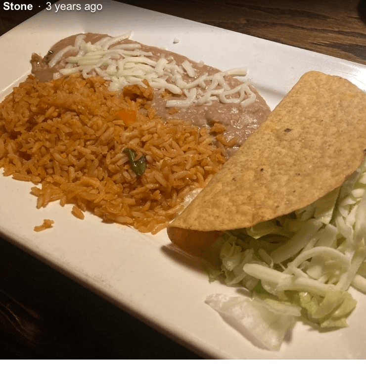 1 Taco, Rice & Beans.