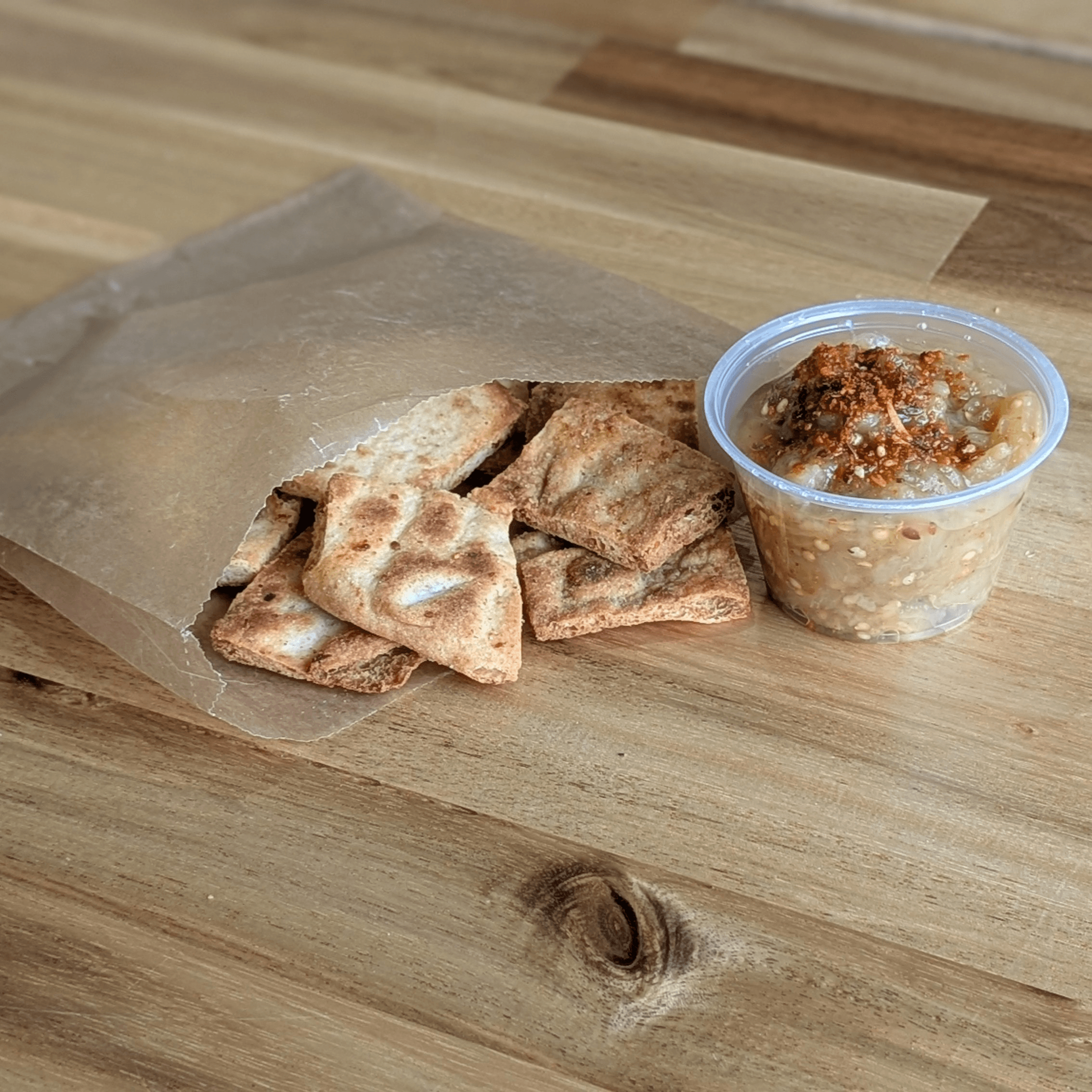 NaanCrisps + Smoky Eggplant Dip.