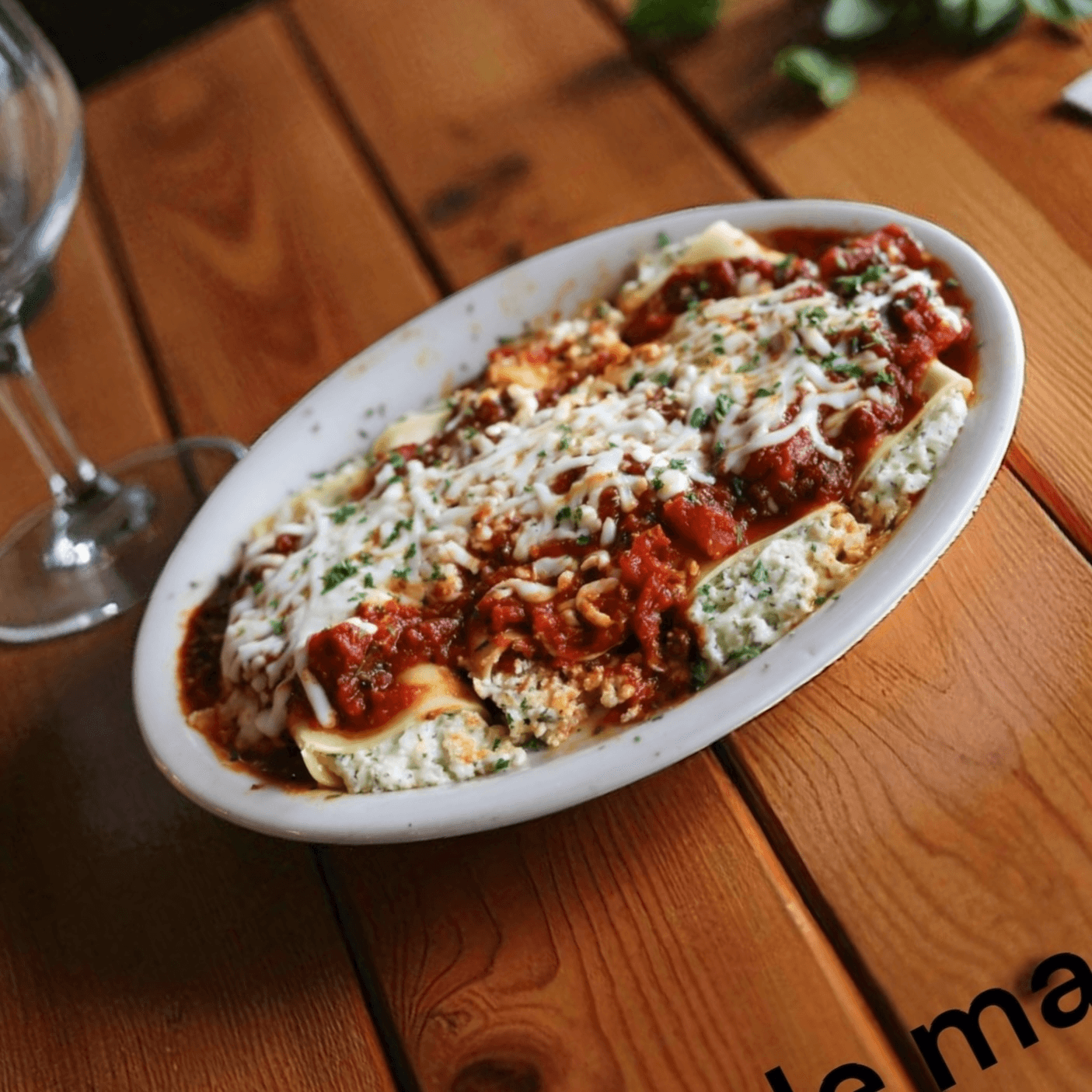 Our Famous Cheese Manicotti.