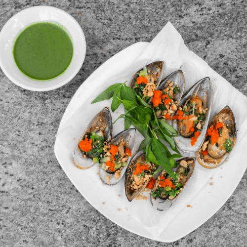 5. Chem Chep Nuong Mo Hạnh / Mussel Clam Grill Onion Peanut.