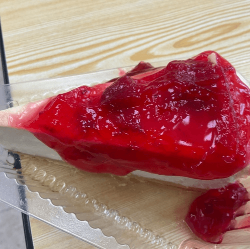 Cheesecake with Cherry Topping.