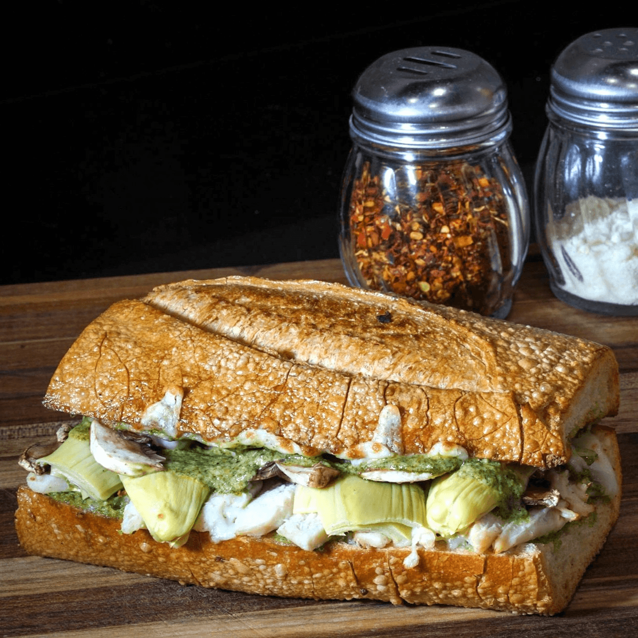 Chicken Pesto Delight Sandwich.