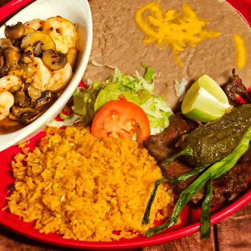 Carne Asada Y Camarones.