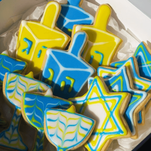 COOKIE Gift BOX - 12 Assorted Hanukkah Decorated Cut Outs  - 2 Day PreOrder Required.