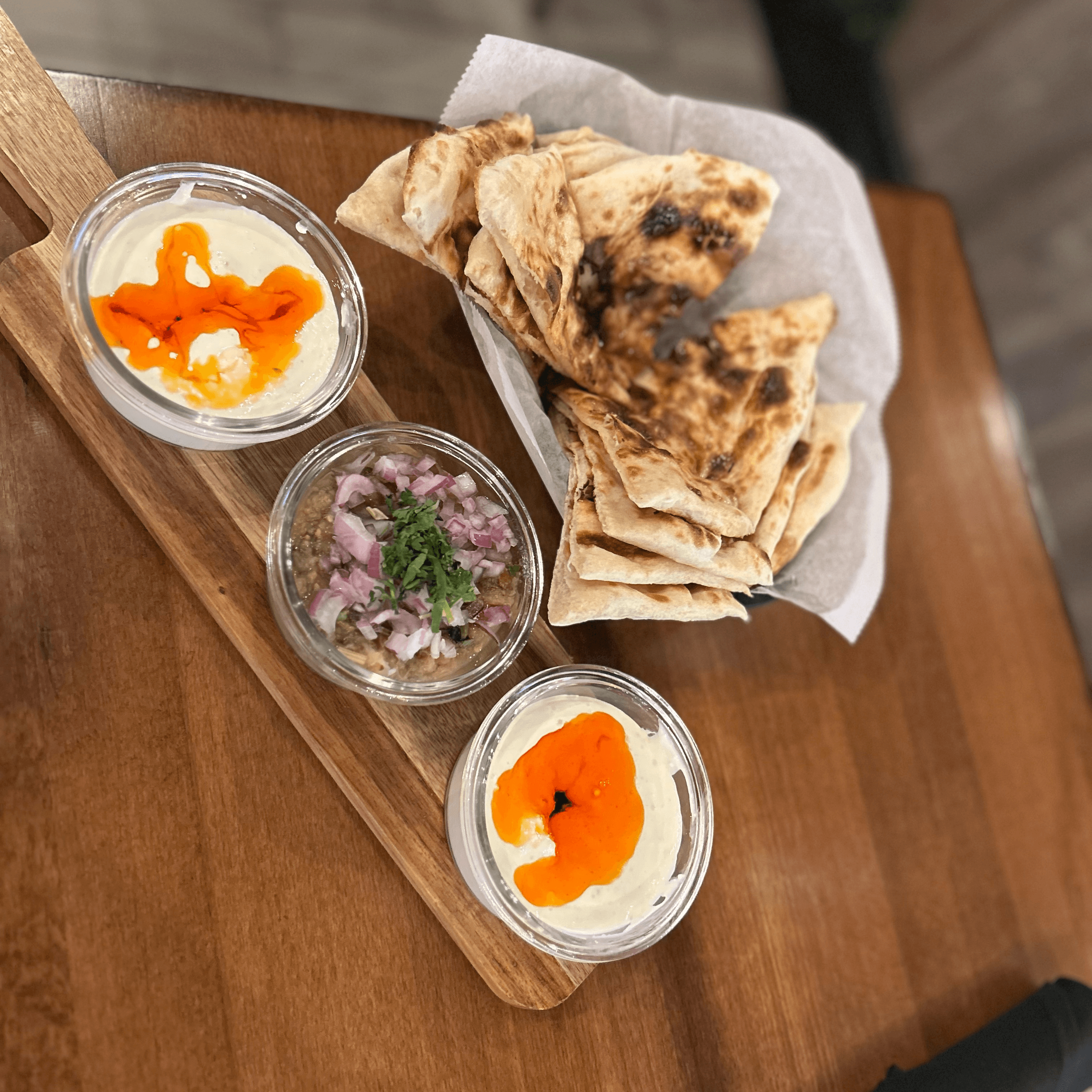 "Ek-do-theen" Dip Trio Plate.