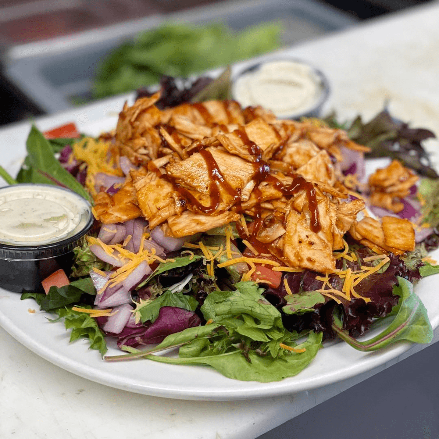 Our Mouthwatering BBQ Chicken Salad! 🥗🔥