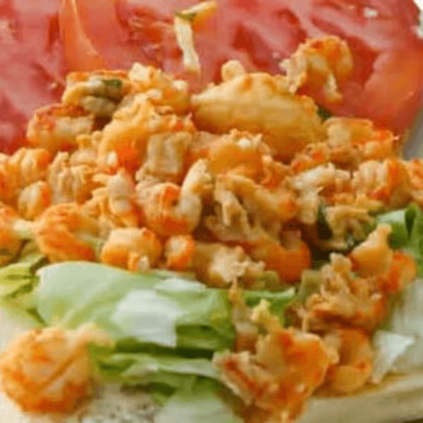 Cajun Garlic Crawfish Sandwich.