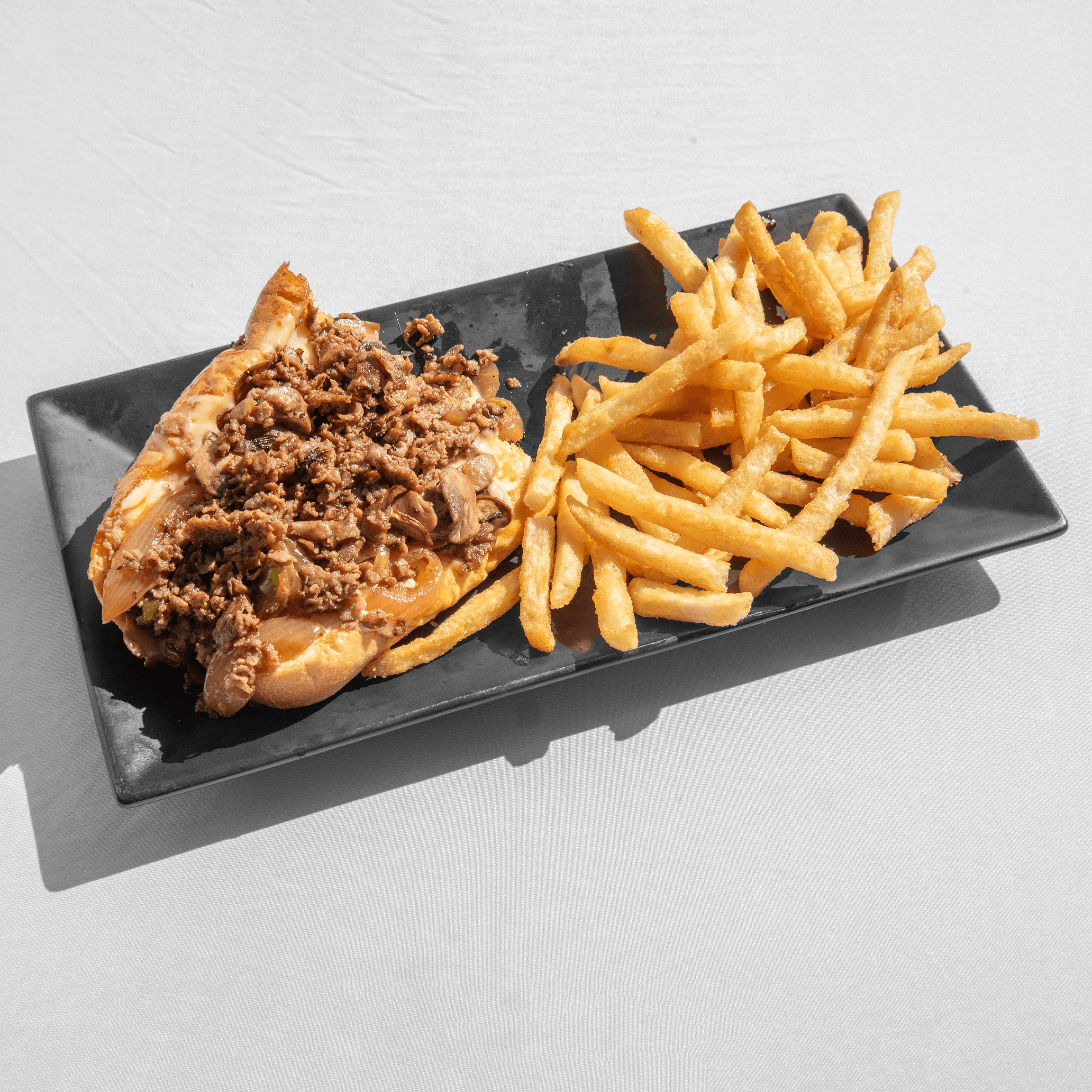 Mushroom Cheesesteak + Fries.