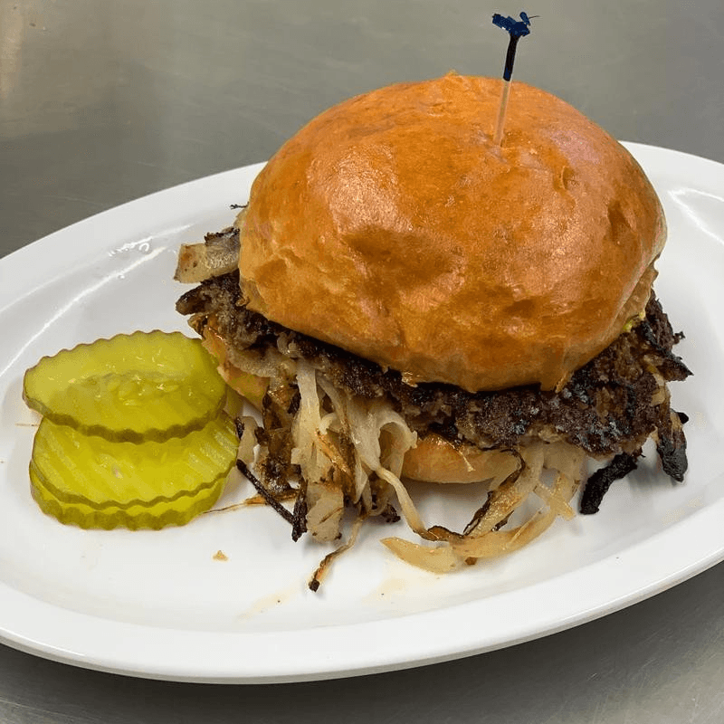 Famous Fried Onion Burger.