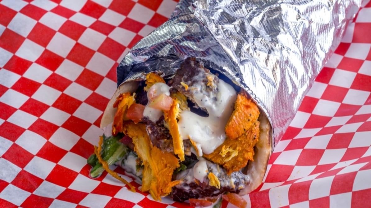 Gyro and Chicken Pita Wrap.