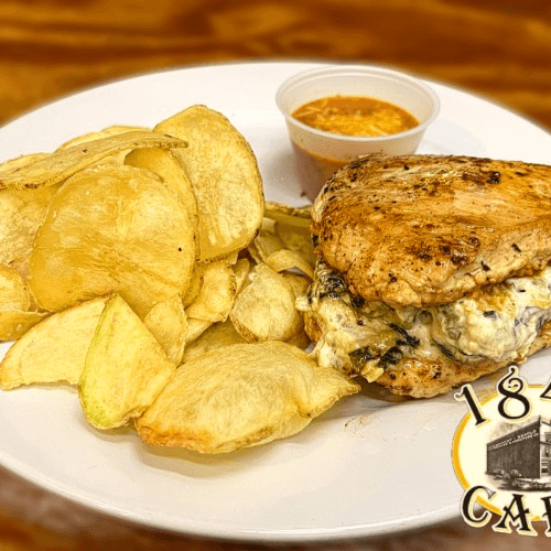 "Staircase" Spinach and Artichoke Stuffed Chicken.