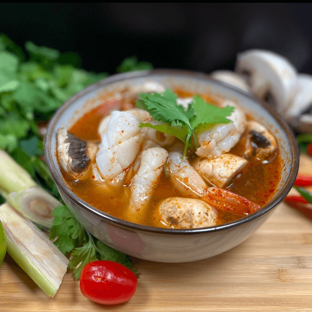Tom Yum Seafood Soup.