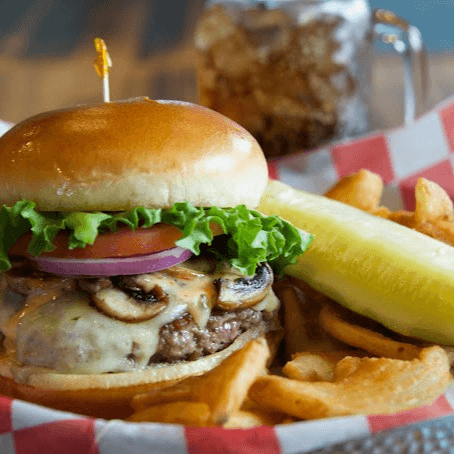 Mushroom Swiss Burger.