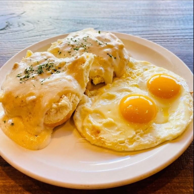 Biscuit & Gravy with Eggs.