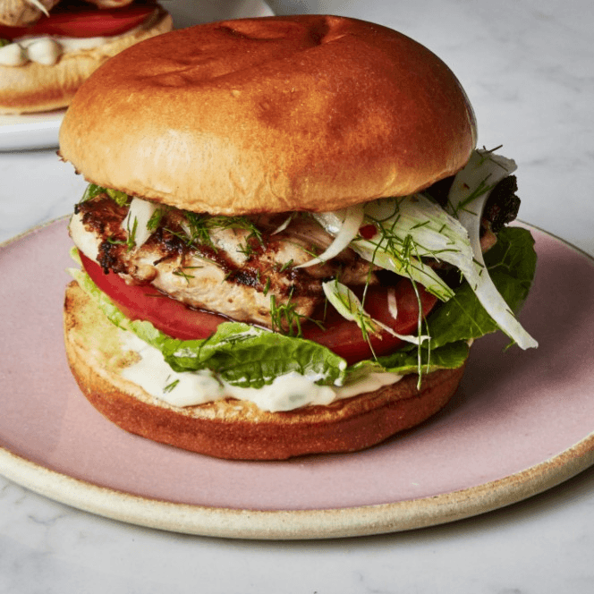 Grilled Chicken Sandwich with Drink.