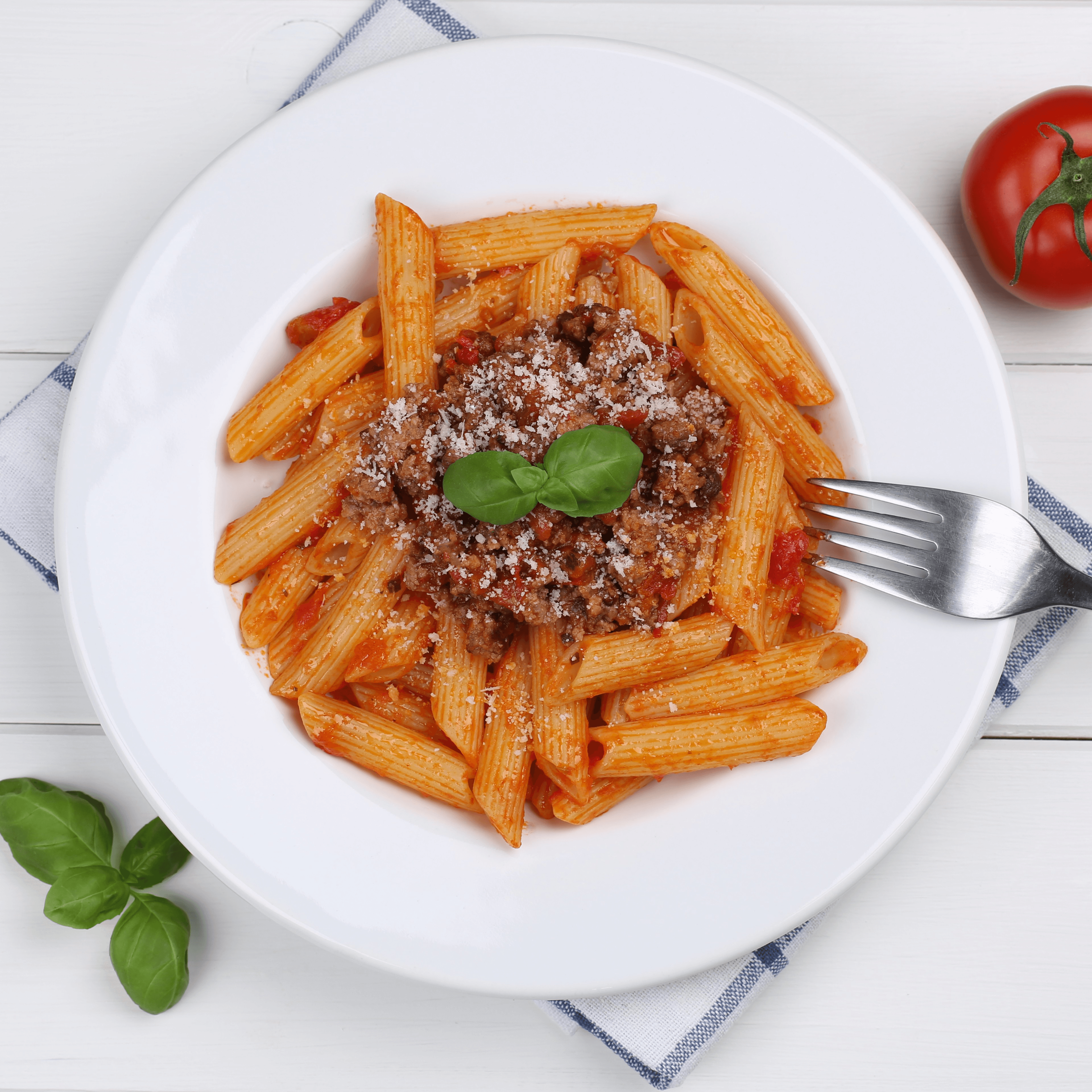 Rigatoni Bolognese Pasta.