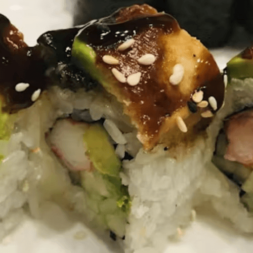 Crazy Dragon Specialty Sushi Roll.