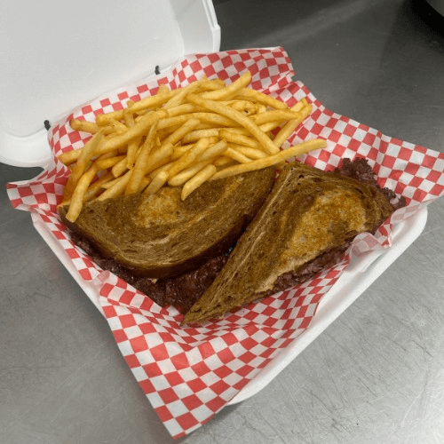 Sande's Patty Melt and Fries.