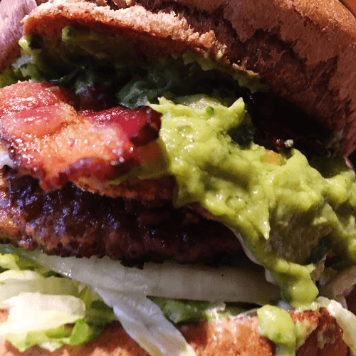 Avocado Bacon Cheeseburger.