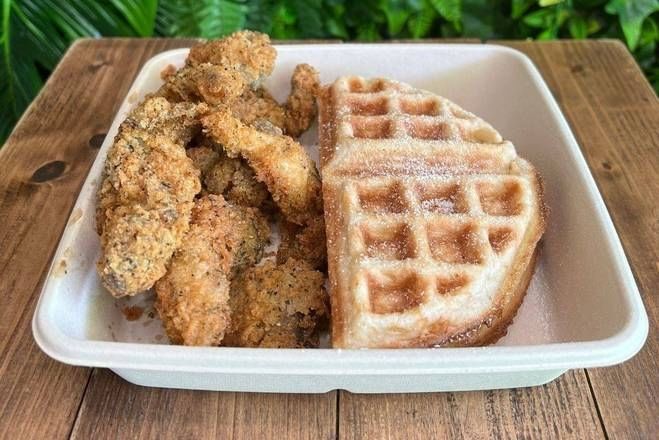 Fried Oyster Mushroom & Waffle.