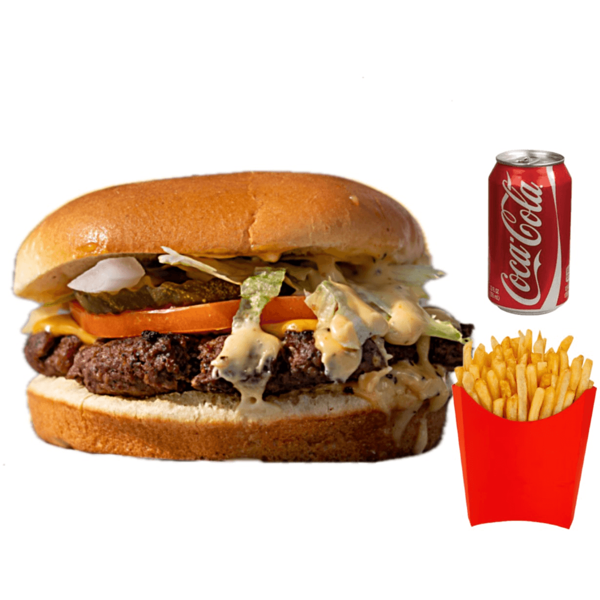 Student Burger Combo: Fries + drink.