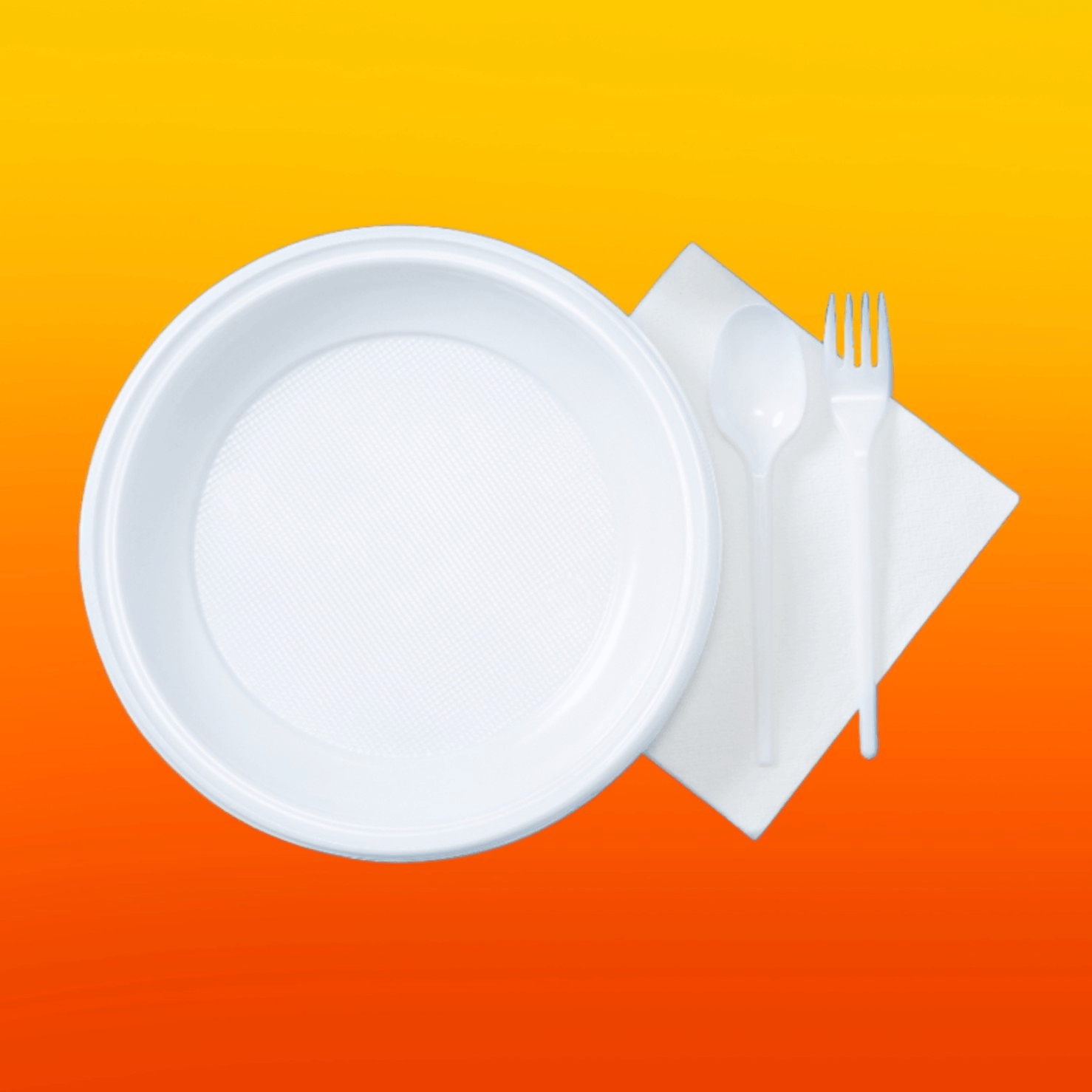 Plates, Cutlery and Napkins.