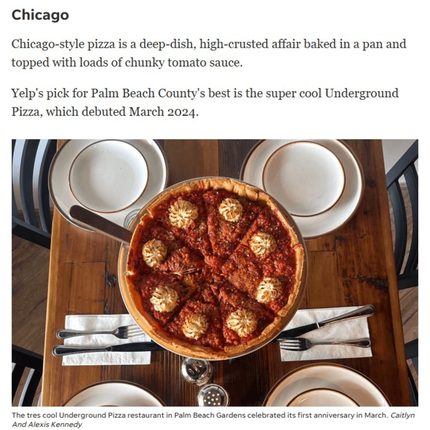 Yelp's pick for Palm Beach County's best Deep Dish