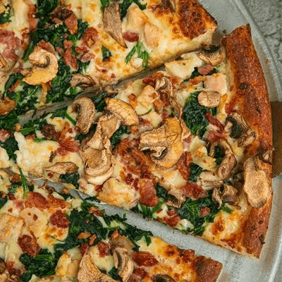 Chicken Alfredo Pizza.