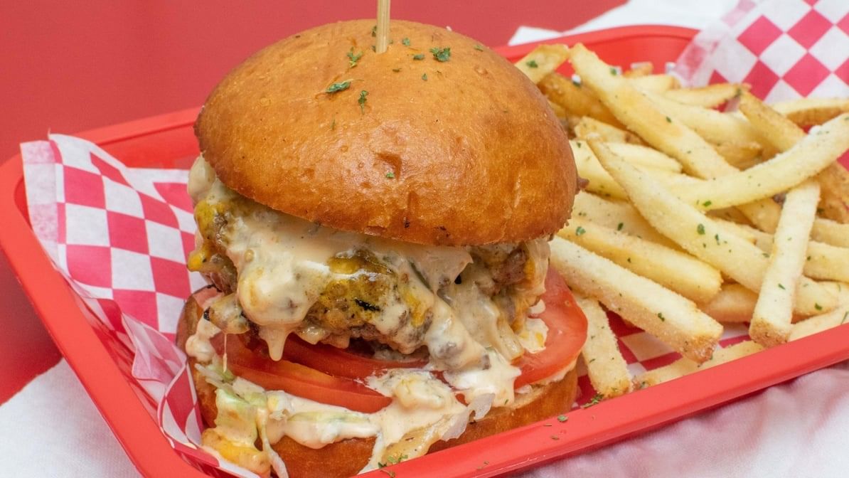 The Macaroni Trolley Stuffed Burger.