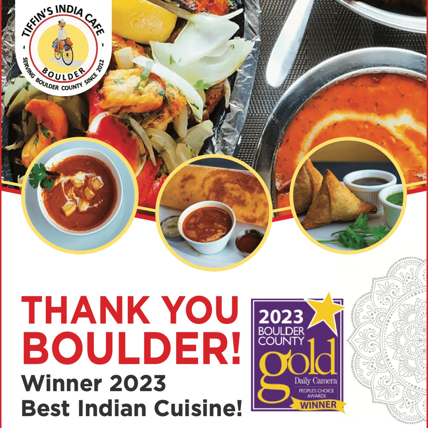 Voted Best Indian Cuisine 2023 in Boulder!