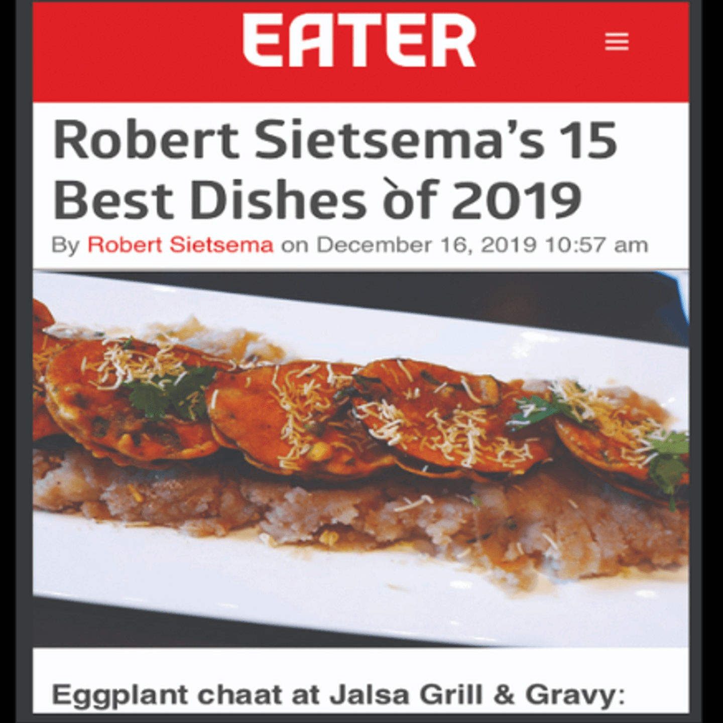 Jalsa: A Standout in NYC's Best Dishes of 2019